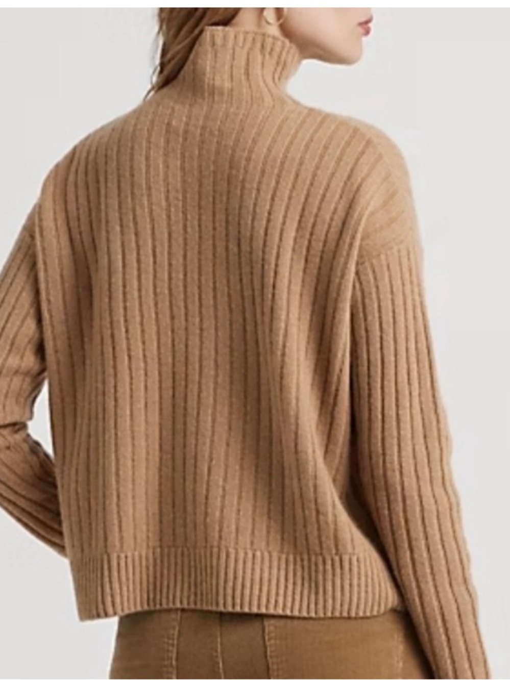 Lauren Ralph Lauren Camel Ribbed Turtleneck Sweater( washable cashmere) - Picture 3 of 8